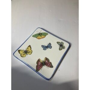 Vintage Italian Ceramic Square Plate‎ Butterfly Design Collectible Decorative